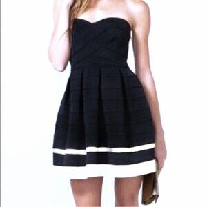 Sans Souci Cocktail Strapless Scuba Bandage Fit & Flare Mini Dress Size M